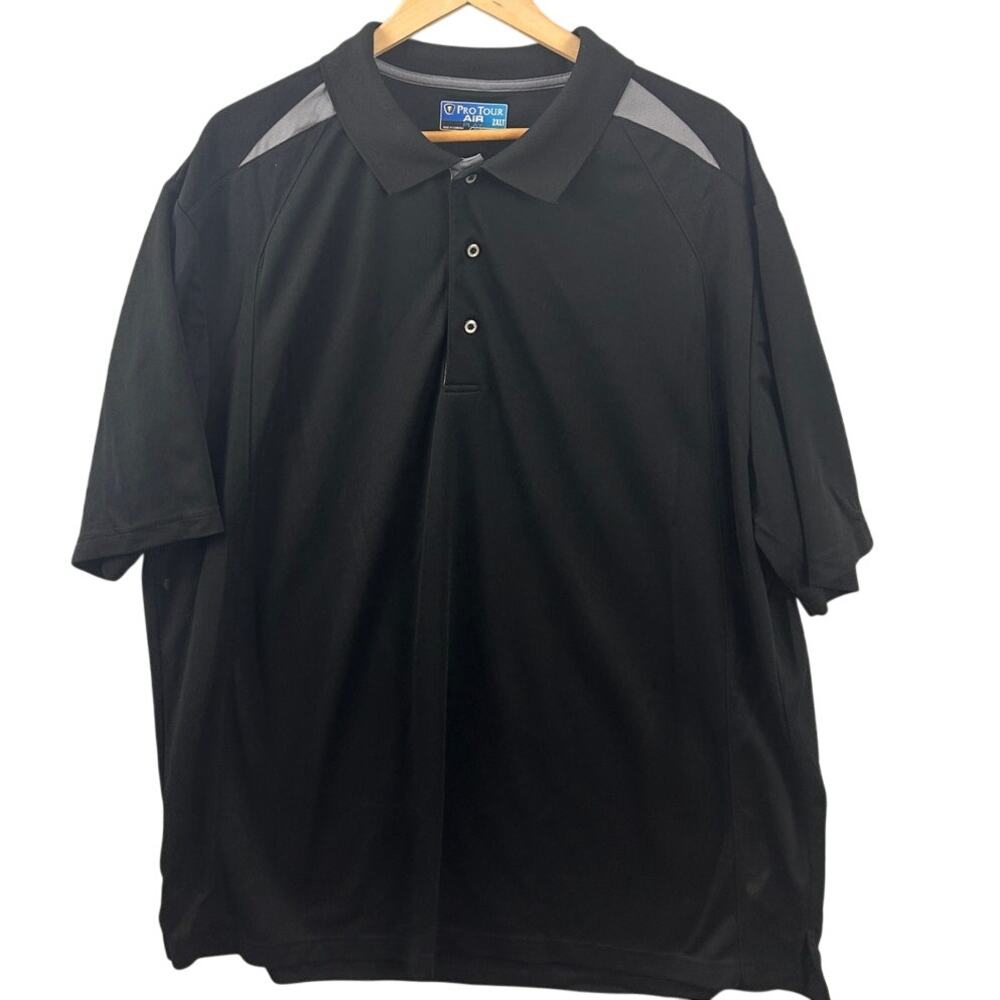 Pro Tour Air Play 2XLT Big & Tall Black Performance Golf Polo Shirt